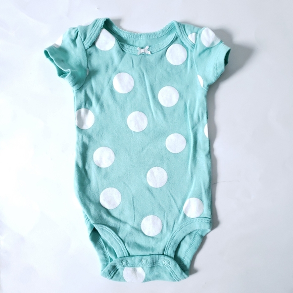 3M Soft Turquoise Polka Dot Onesie - Picture 1 of 3